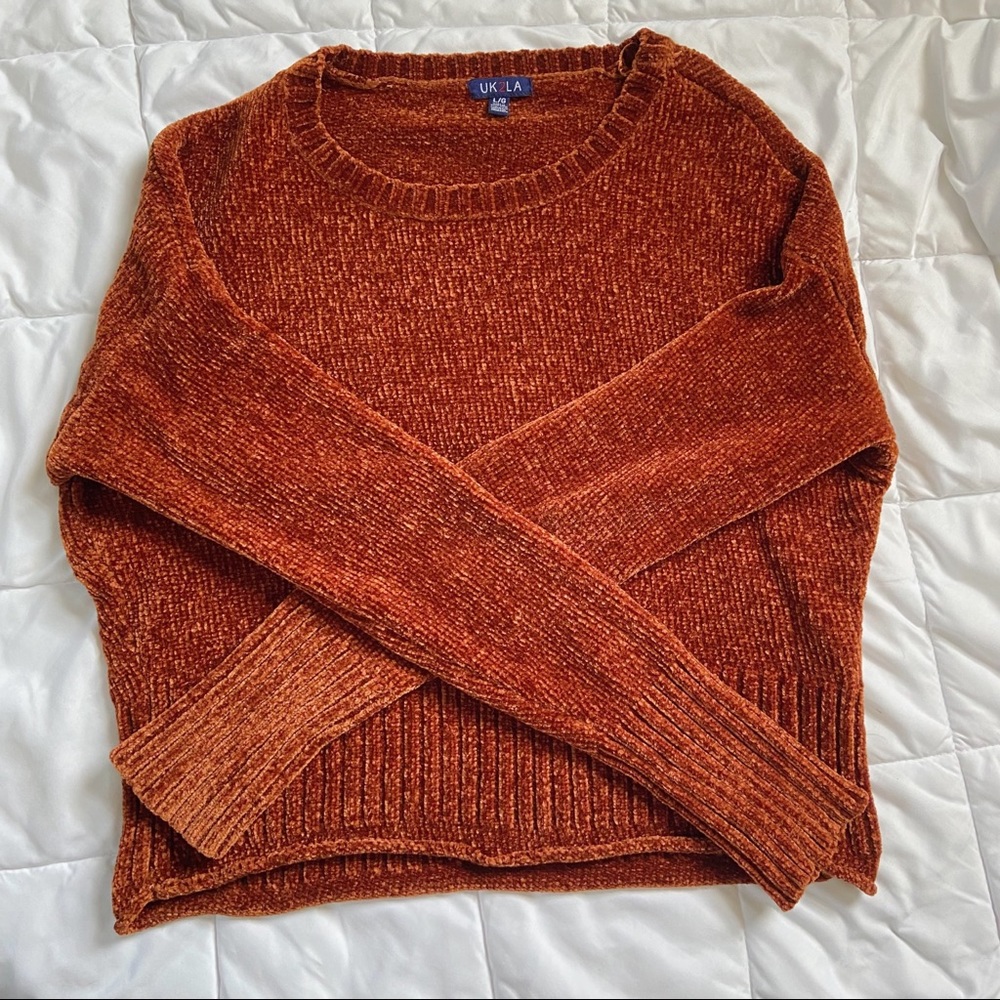 UK2LA Crushed Velvet Cropped Sweater🧡🍂